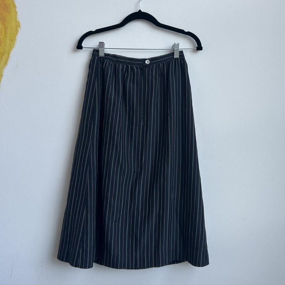 Jones New York Black Striped Midi Skirt